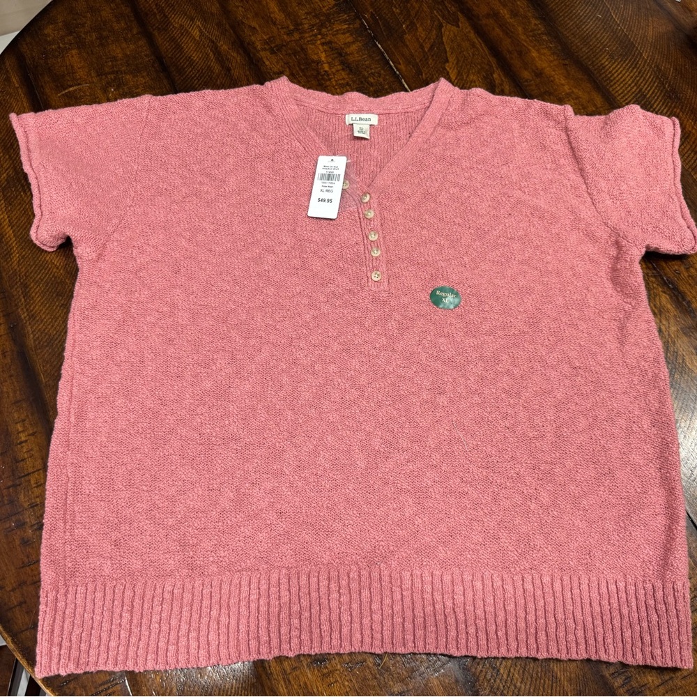 LLBean Coral Short Sleeve Sweater
